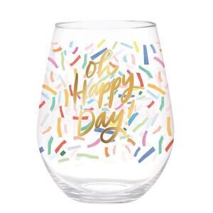 Slant Collections Oh Happy Day Jumbo Stemless Wine Glass 30 fl oz NIB- Gift